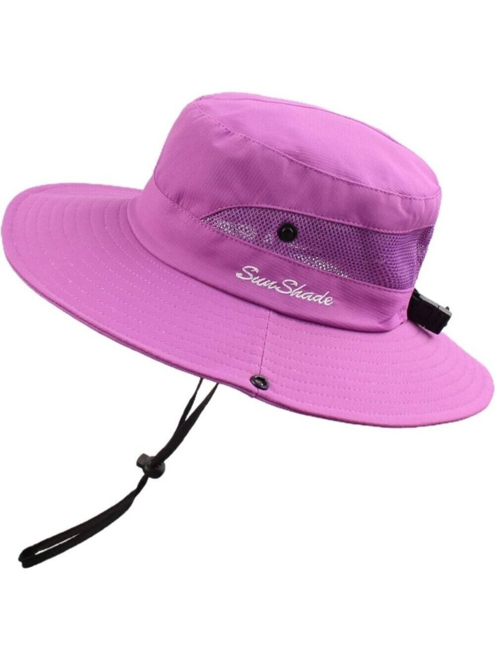 Unisex Purple 100% Polyester Wide Brim Mesh Vent Chin Strap Classic Cowboy Hat